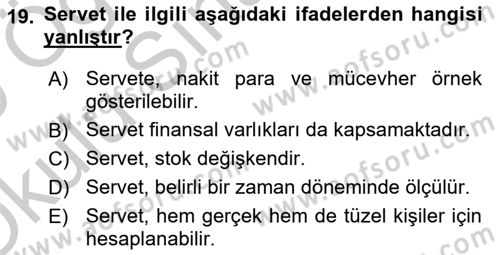 Vergi Teorisi Dersi 2018 - 2019 Yılı Yaz Okulu Sınav Soruları 19. Soru
