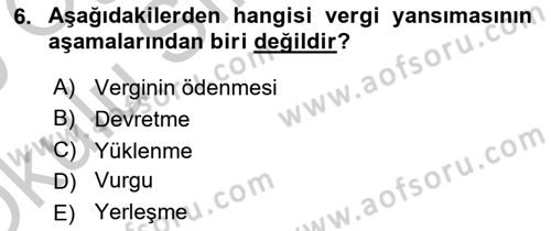 Vergi Teorisi Dersi 2018 - 2019 Yılı Yaz Okulu Sınav Soruları 6. Soru