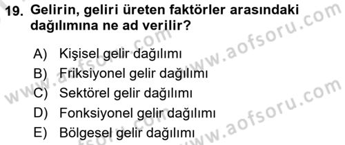 Vergi Teorisi Dersi 2021 - 2022 Yılı (Vize) Ara Sınav Soruları 19. Soru