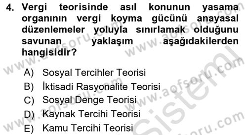 Vergi Teorisi Dersi 2021 - 2022 Yılı (Vize) Ara Sınav Soruları 4. Soru