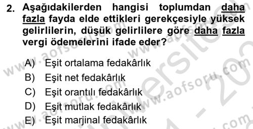 Vergi Teorisi Dersi 2021 - 2022 Yılı (Final) Dönem Sonu Sınav Soruları 2. Soru