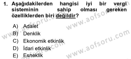 Vergi Teorisi Dersi 2021 - 2022 Yılı Yaz Okulu Sınav Soruları 1. Soru
