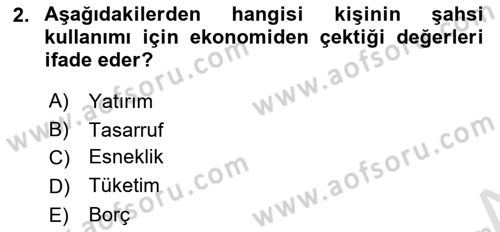 Vergi Teorisi Dersi 2021 - 2022 Yılı Yaz Okulu Sınav Soruları 2. Soru