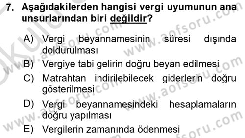 Vergi Teorisi Dersi 2021 - 2022 Yılı Yaz Okulu Sınav Soruları 7. Soru