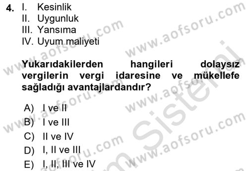 Vergi Teorisi Dersi 2022 - 2023 Yılı Yaz Okulu Sınav Soruları 4. Soru