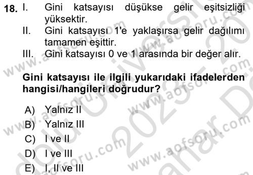 Vergi Teorisi Dersi 2023 - 2024 Yılı (Vize) Ara Sınav Soruları 18. Soru