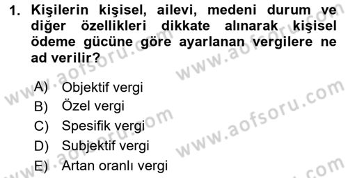 Vergi Teorisi Dersi 2024 - 2025 Yılı (Final) Dönem Sonu Sınav Soruları 1. Soru