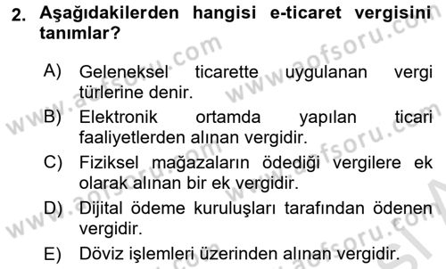 Vergi Teorisi Dersi 2024 - 2025 Yılı (Final) Dönem Sonu Sınav Soruları 2. Soru