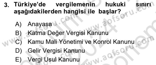 Vergi Teorisi Dersi 2024 - 2025 Yılı (Final) Dönem Sonu Sınav Soruları 3. Soru