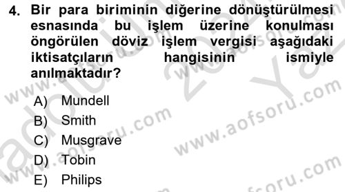 Vergi Teorisi Dersi 2024 - 2025 Yılı Yaz Okulu Sınav Soruları 4. Soru