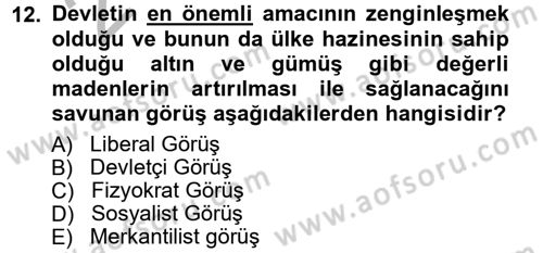 Kamu Maliyesi Dersi 2012 - 2013 Yılı (Vize) Ara Sınav Soruları 12. Soru