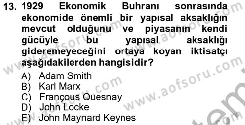 Kamu Maliyesi Dersi 2012 - 2013 Yılı (Vize) Ara Sınav Soruları 13. Soru