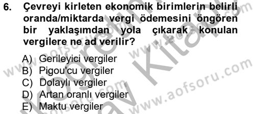 Kamu Maliyesi Dersi 2012 - 2013 Yılı (Vize) Ara Sınav Soruları 6. Soru