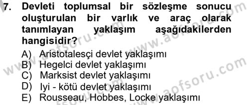 Kamu Maliyesi Dersi 2012 - 2013 Yılı (Vize) Ara Sınav Soruları 7. Soru