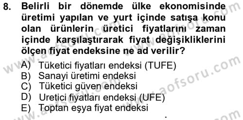Kamu Maliyesi Dersi 2012 - 2013 Yılı (Vize) Ara Sınav Soruları 8. Soru