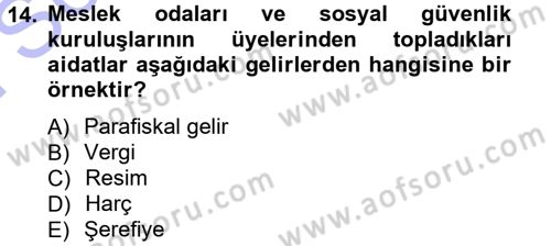 Kamu Maliyesi Dersi 2012 - 2013 Yılı (Final) Dönem Sonu Sınav Soruları 14. Soru