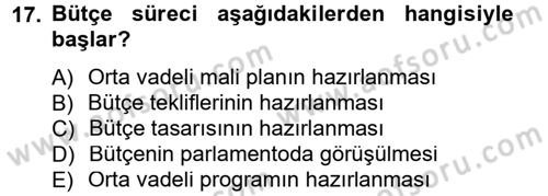 Kamu Maliyesi Dersi 2012 - 2013 Yılı (Final) Dönem Sonu Sınav Soruları 17. Soru