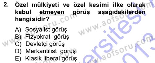 Kamu Maliyesi Dersi 2012 - 2013 Yılı (Final) Dönem Sonu Sınav Soruları 2. Soru