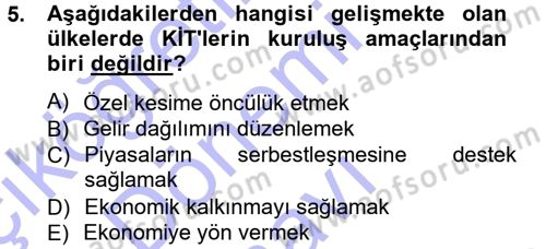 Kamu Maliyesi Dersi 2012 - 2013 Yılı (Final) Dönem Sonu Sınav Soruları 5. Soru