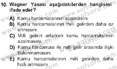 Kamu Maliyesi Dersi 2012 - 2013 Yılı Tek Ders Sınav Soruları 10. Soru