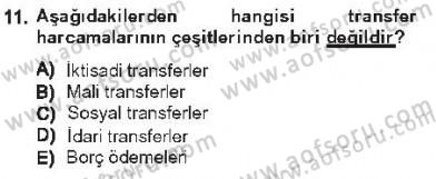 Kamu Maliyesi Dersi 2012 - 2013 Yılı Tek Ders Sınav Soruları 11. Soru
