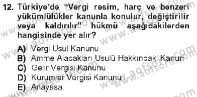 Kamu Maliyesi Dersi 2012 - 2013 Yılı Tek Ders Sınav Soruları 12. Soru