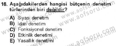 Kamu Maliyesi Dersi 2012 - 2013 Yılı Tek Ders Sınav Soruları 16. Soru