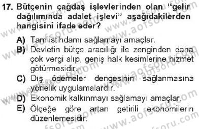 Kamu Maliyesi Dersi 2012 - 2013 Yılı Tek Ders Sınav Soruları 17. Soru