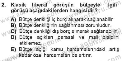 Kamu Maliyesi Dersi 2012 - 2013 Yılı Tek Ders Sınav Soruları 2. Soru