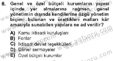 Kamu Maliyesi Dersi 2012 - 2013 Yılı Tek Ders Sınav Soruları 6. Soru