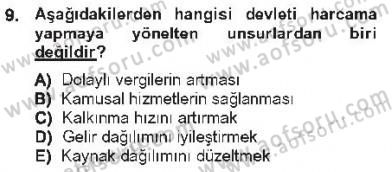 Kamu Maliyesi Dersi 2012 - 2013 Yılı Tek Ders Sınav Soruları 9. Soru