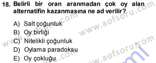 Kamu Maliyesi Dersi 2013 - 2014 Yılı (Vize) Ara Sınavı 18. Soru