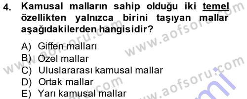 Kamu Maliyesi Dersi 2013 - 2014 Yılı (Final) Dönem Sonu Sınav Soruları 4. Soru