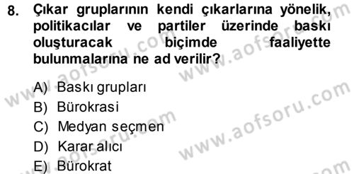 Kamu Maliyesi Dersi 2013 - 2014 Yılı (Final) Dönem Sonu Sınav Soruları 8. Soru