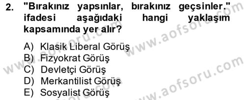 Kamu Maliyesi Dersi 2013 - 2014 Yılı Tek Ders Sınav Soruları 2. Soru