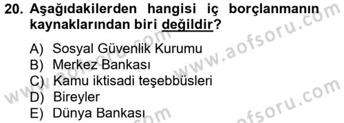 Kamu Maliyesi Dersi 2013 - 2014 Yılı Tek Ders Sınav Soruları 20. Soru