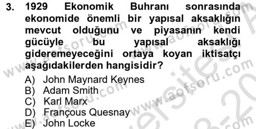 Kamu Maliyesi Dersi 2013 - 2014 Yılı Tek Ders Sınav Soruları 3. Soru