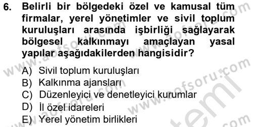 Kamu Maliyesi Dersi 2013 - 2014 Yılı Tek Ders Sınav Soruları 6. Soru