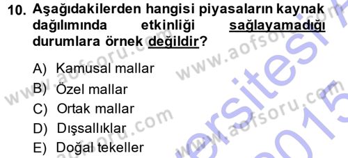 Kamu Maliyesi Dersi 2014 - 2015 Yılı (Vize) Ara Sınavı 10. Soru