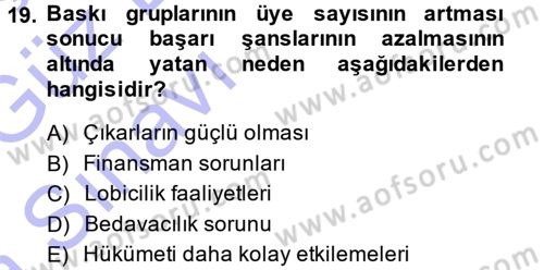 Kamu Maliyesi Dersi 2014 - 2015 Yılı (Vize) Ara Sınavı 19. Soru