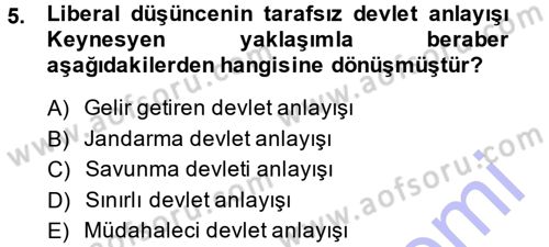 Kamu Maliyesi Dersi 2014 - 2015 Yılı (Vize) Ara Sınavı 5. Soru