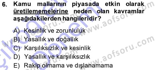 Kamu Maliyesi Dersi 2014 - 2015 Yılı (Vize) Ara Sınavı 6. Soru