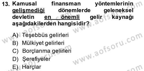 Kamu Maliyesi Dersi 2014 - 2015 Yılı (Final) Dönem Sonu Sınav Soruları 13. Soru