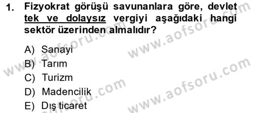 Kamu Maliyesi Dersi 2014 - 2015 Yılı Tek Ders Sınav Soruları 1. Soru