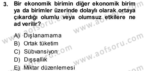 Kamu Maliyesi Dersi 2014 - 2015 Yılı Tek Ders Sınav Soruları 3. Soru