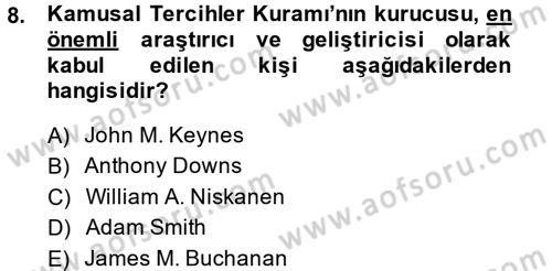 Kamu Maliyesi Dersi 2014 - 2015 Yılı Tek Ders Sınav Soruları 8. Soru