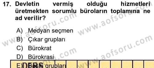 Kamu Maliyesi Dersi 2015 - 2016 Yılı (Vize) Ara Sınav Soruları 17. Soru