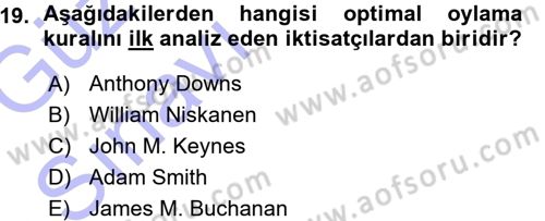 Kamu Maliyesi Dersi 2015 - 2016 Yılı (Vize) Ara Sınav Soruları 19. Soru