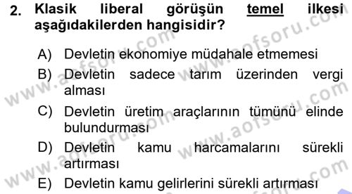 Kamu Maliyesi Dersi 2015 - 2016 Yılı (Vize) Ara Sınav Soruları 2. Soru