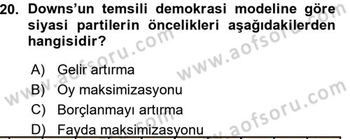 Kamu Maliyesi Dersi 2015 - 2016 Yılı (Vize) Ara Sınav Soruları 20. Soru